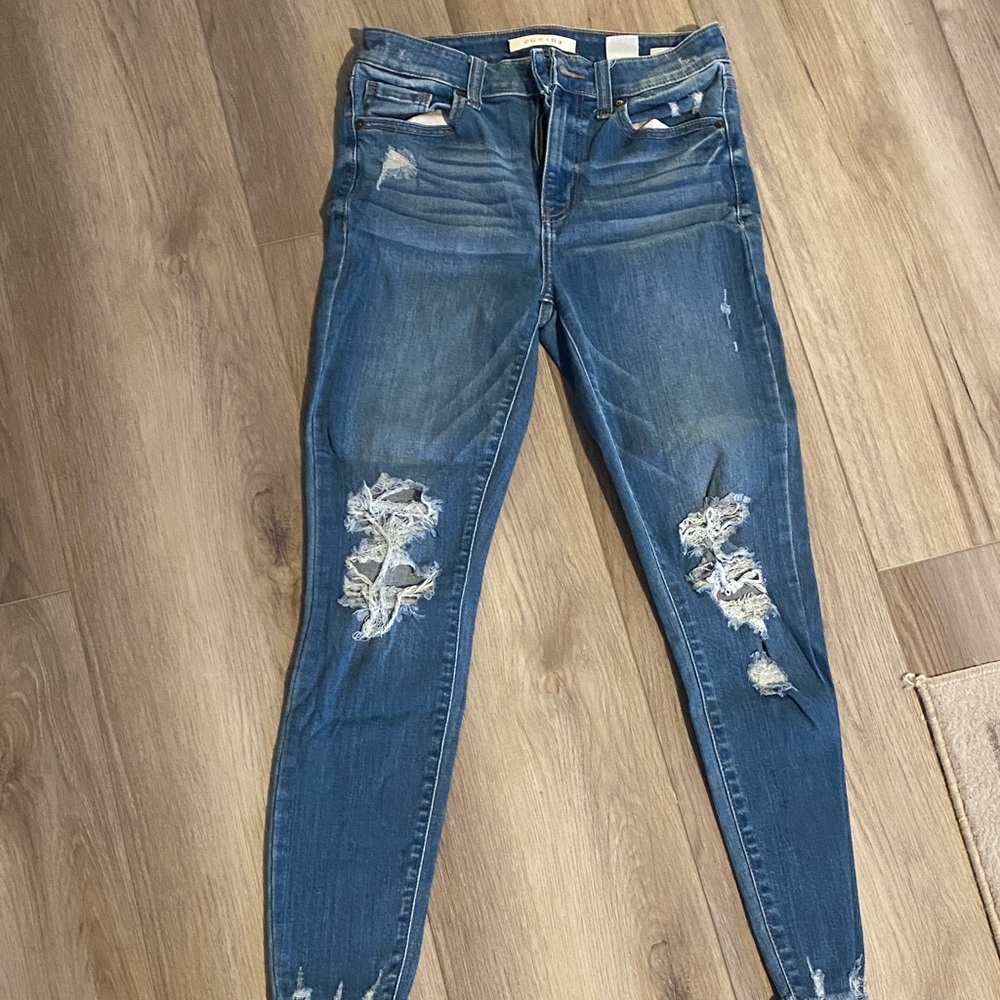 eunina Distressed Dark Blue Skinny Jeans